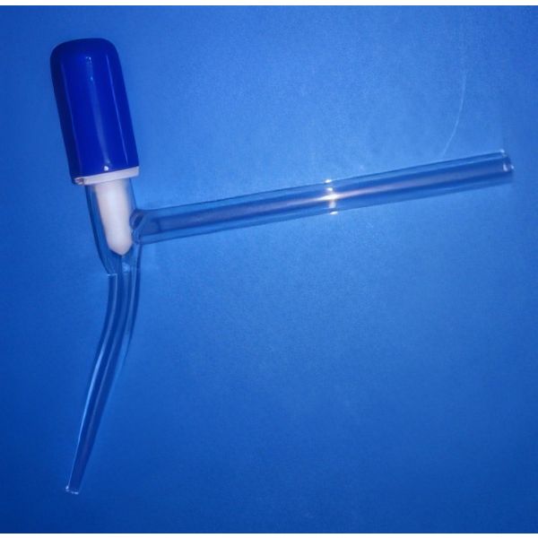 Rubinetti a squadra, vetro borosilicato, con valvola a spillo, foro 0-3mm.