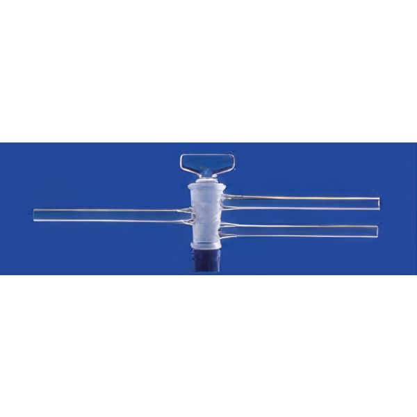 Rubinetti a due vie, con due fori diagonali, maschio vetro, vetro borosilicato.