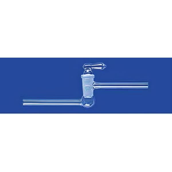 Rubinetti per vuoto con pozzetto, con scarico laterale e maschio vetro soffiato, borosilicato.