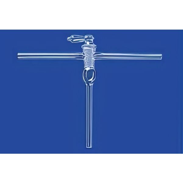 Rubinetti per vuoto forma a "T" a tre vie, maschio vetro soffiato,vetro borosilicato.