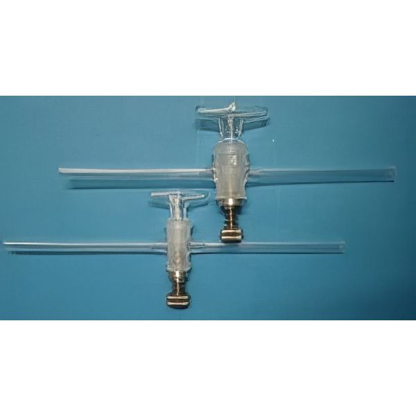 Rubinetti per vuoto, ad una via, maschio vetro soffiato con molla di ritegno,vetro borosilicato.