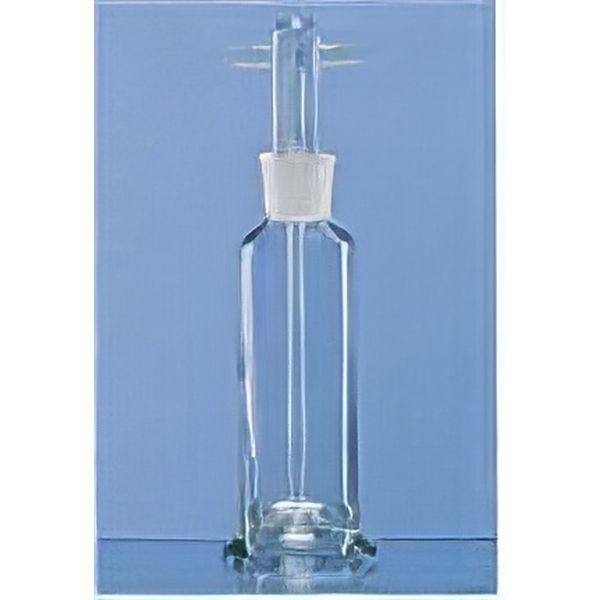 Bottiglie per lavaggio gas secondo Drechsel, complete di pescante (terminali con tubo diritto) con setto poroso, cono normalizzato NS 29/32, vetro borosilicato.
