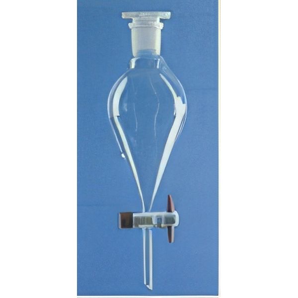 Imbuti separatori, forma unificata, con tappo su cono, rubinetto maschio teflon, vetro Duran