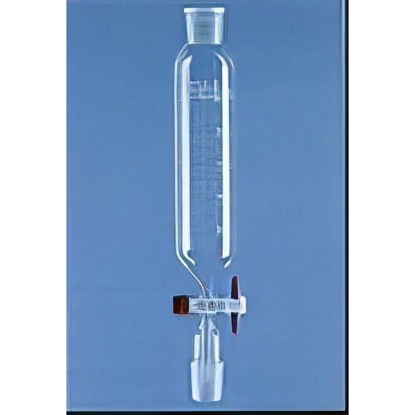 Imbuti gocciolatori cilindrici, graduati, con tappo su cono sup., rubinetto maschio teflon, vetro borosilicato