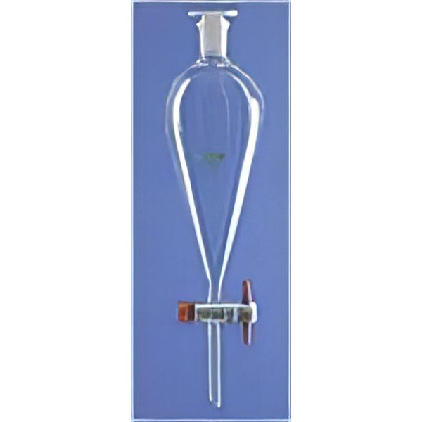 Imbuti separatori, Squibb, vetro borosilicato, rubinetto maschio teflon , con tappo plastica.