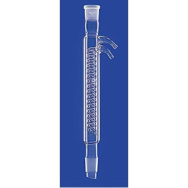 Refrigerante a serpentino, incamiciato, due coni normalizzati, vetro borosilicato