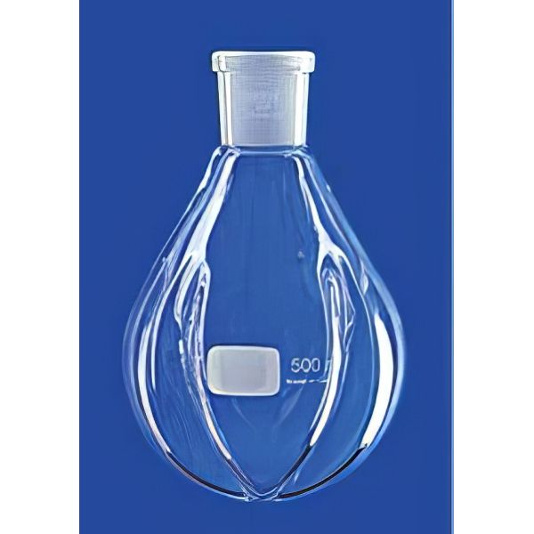 Pallone per evaporatore, forma a pera, cono normalizzato, con frangionda,vetro Duran