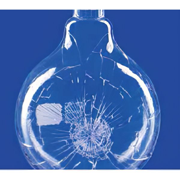 Pallone, fondo tondo, con giunto sferico, vetro Duran, con copertura di sicurezza (autoclavabile fino a 121°C)