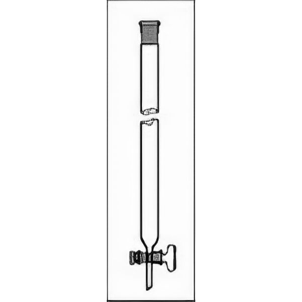 Colonne per cromatografia, con raccordo femmina normalizzato e rubinetto vetro, vetro borosilicato.