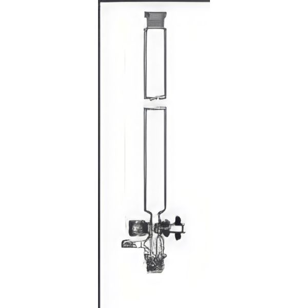 Colonne per cromatografia, con raccordo femmina normalizzato e raccordo inferiore maschio con con presa per vuoto, rubinetto teflon, vetro borosilicato.