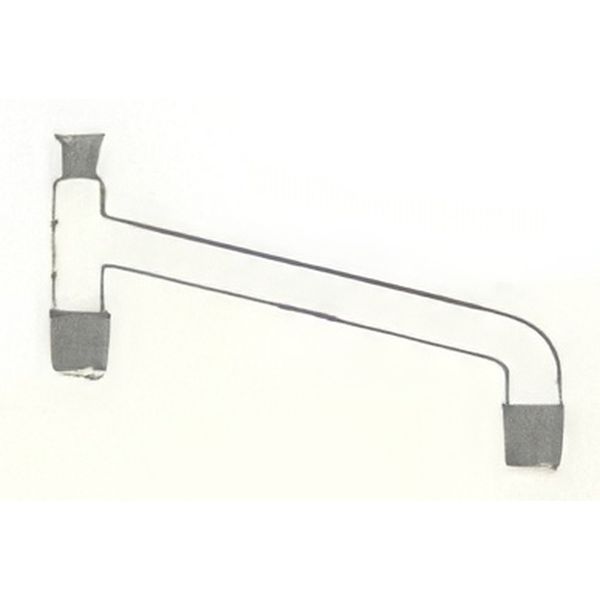 Teste di distillazione, con braccio lungo, un cono femmina e due coni maschio, vetro borosilicato