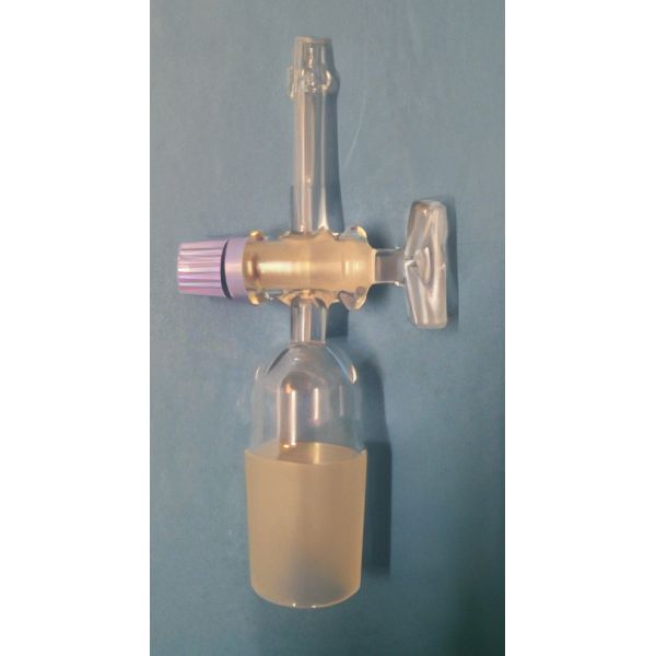 Raccordi cono maschio normalizzato, con rubinetto maschio vetro , portagomma diritto, vetro borosilicato