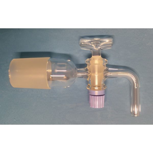 Raccordi cono maschio normalizzato, con rubinetto maschio vetro, tubetto piegato, vetro borosilicato.