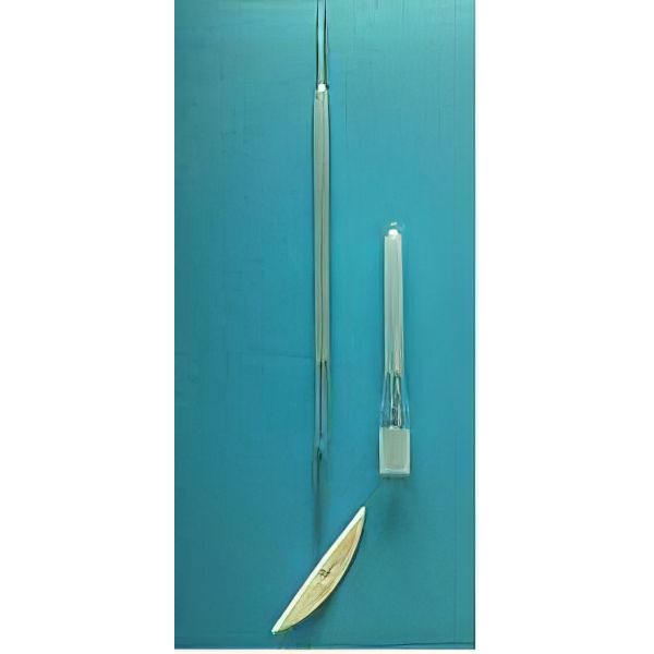 Agitatori smerigliati a siringa con guida esterna intercambiabile, cono NS 29/32, paletta a mezzaluna in teflon, attacco con bottone, vetro borosilicato