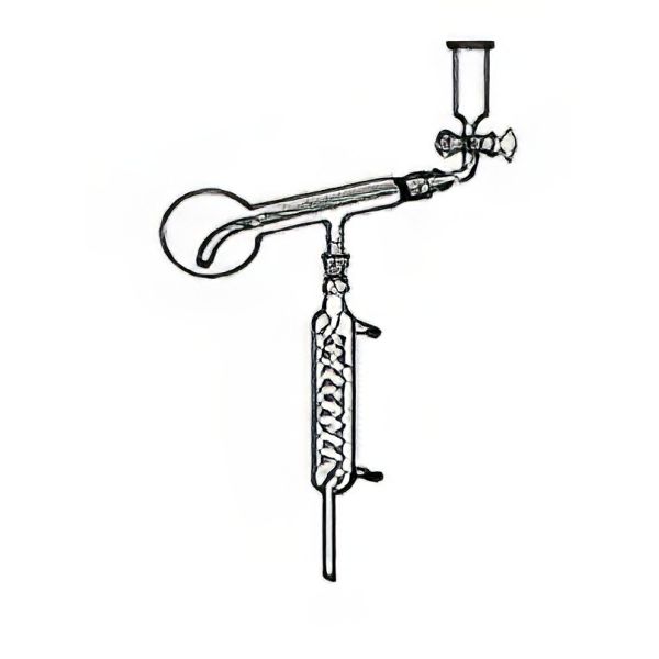 Apparecchio, in vetro borosilicato, per la determinazione dell'arsenico negli acciai secondo Ledebur.