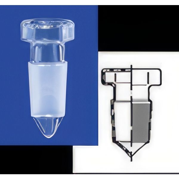 Tappi soffiati, smerigliati, vetro borosilicato.