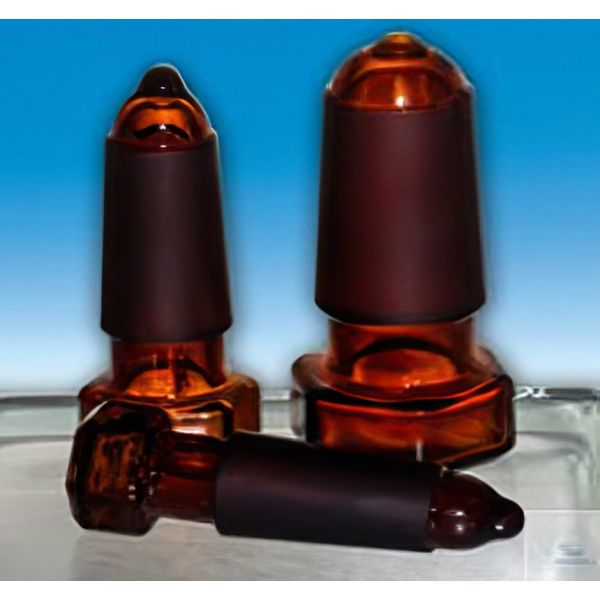 Tappi soffiati, smerigliati, vetro borosilicato, colore AMBRATO