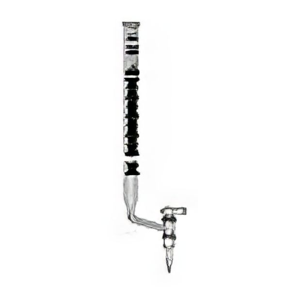 Burette con rubinetto a squadra maschio teflon, vetro borosilicato, colore AMBRA, classe AS.