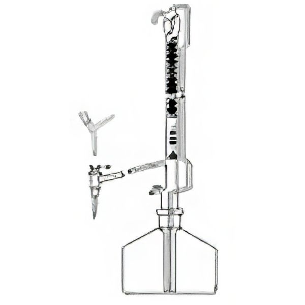 Burette di Pellet, con rubinetto maschio teflon, cono NS 29/32, vetro borosilicato, striscia Schelbach, classe AS. Complete di flacone (Lt.2), monopalla e pinza KECK per cono 29/32.