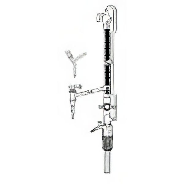 Burette di Pellet, vetro borosilicato, striscia Schelbach, classe AS, rubinetto di ritorno in bottiglia, rubinetto a squadra. SOLO BURETTA
