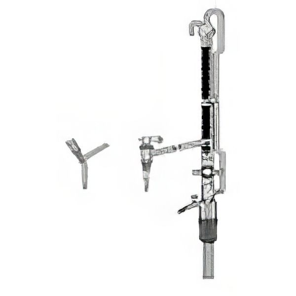 Burette di Pellet, vetro borosilicato, colore AMBRA, classe AS, con rubinetto di ritorno in bottiglia, rubinetto a squadra. SOLO BURETTE.