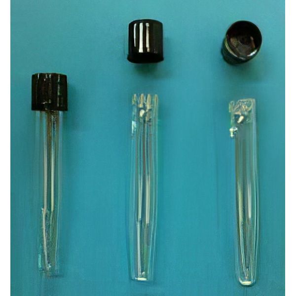 Provette v.Pyrex, con tappo a vite SVL, fondo conico