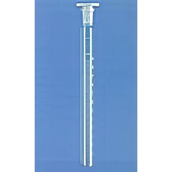 Provette fondo tondo, graduate, cono normalizzato, tappo moplen, vetro borosilicato.