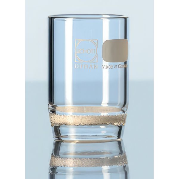 Crogioli filtranti, in vetro borosilicato, con setto poroso.