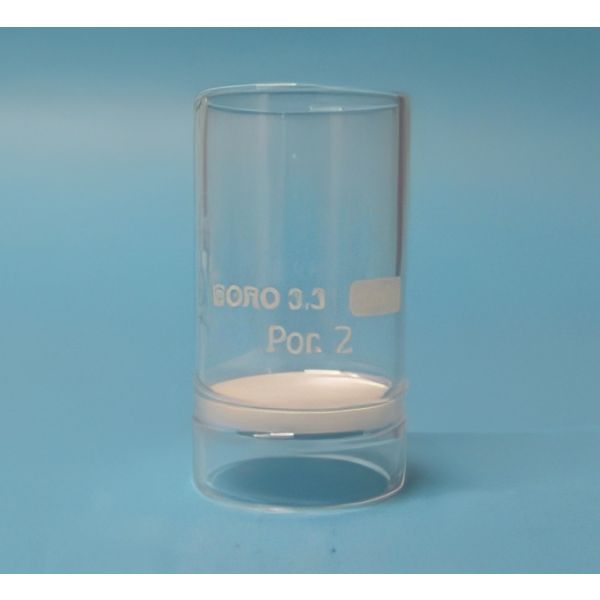 Crogioli filtranti, per fibra, in vetro borosilicato, con setto poroso.
