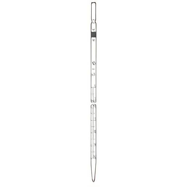 Pipette graduate, scolamento parziale, classe AS, con certificato di conformità "DE-M", colore graduazione marrone.