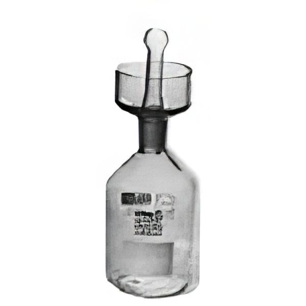 Bottiglie per B.O.D., vetro borosilicato, non tarate (capacità nominale), con vaschetta su cono NS 19/26, con tappo a presa alta