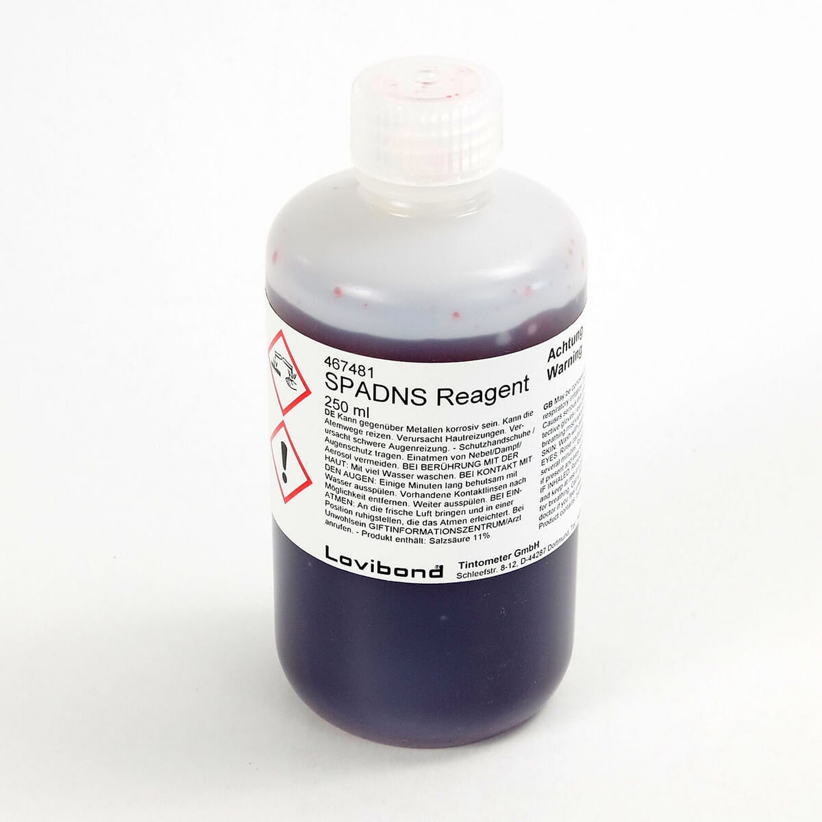 1 x 250 ml FLUORURI (Metodo 170) Soluzione SPADNSUN1789 HYDROCHLORIC ACID mixture, 8, II, (E)/UN1789 ACIDO CLORIDRICO miscela 8, II,(E)