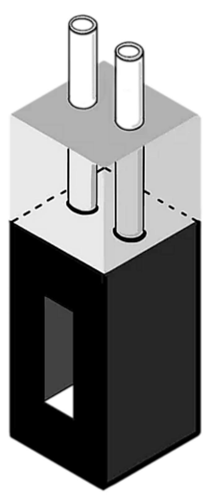 Cuvetta a flusso 10mm, VETRO ottico (altezza del raggio a 15mm)