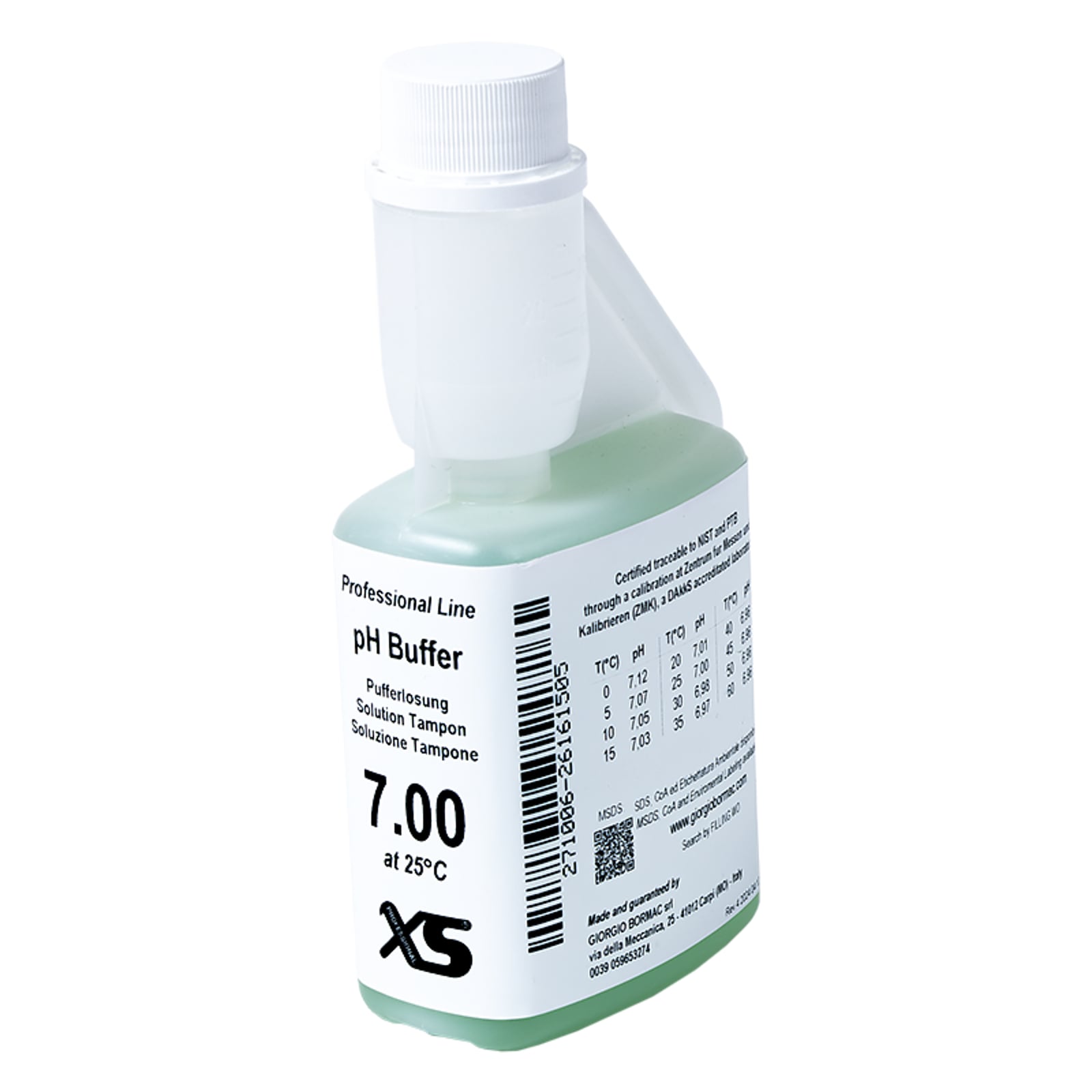 XS Professional pH 7.00 /25°C, 250 ml flacone autocal Sol. di taratura