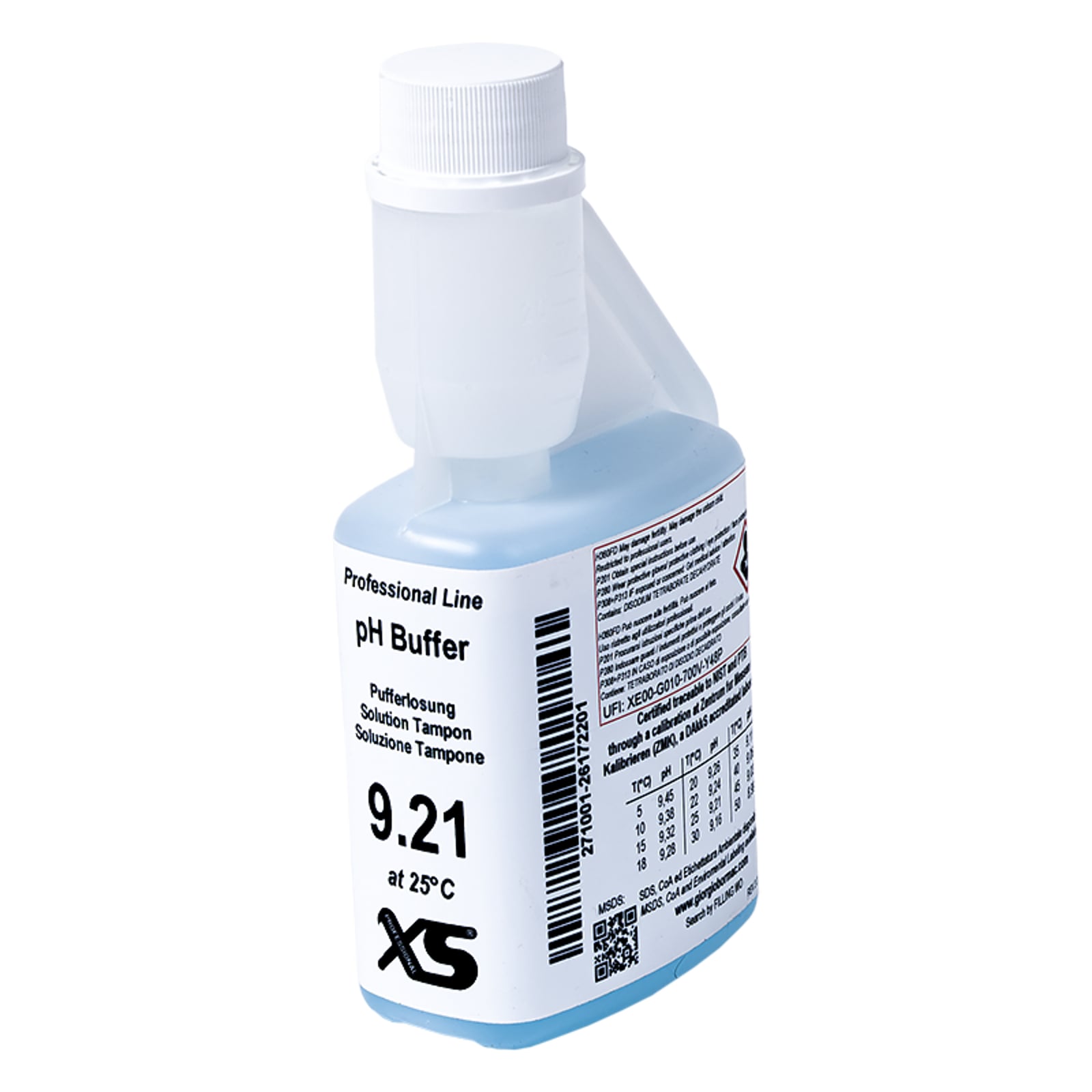 XS Professional pH 9.21 /25°C, 250ml flacone autocal Soluzione di taratura