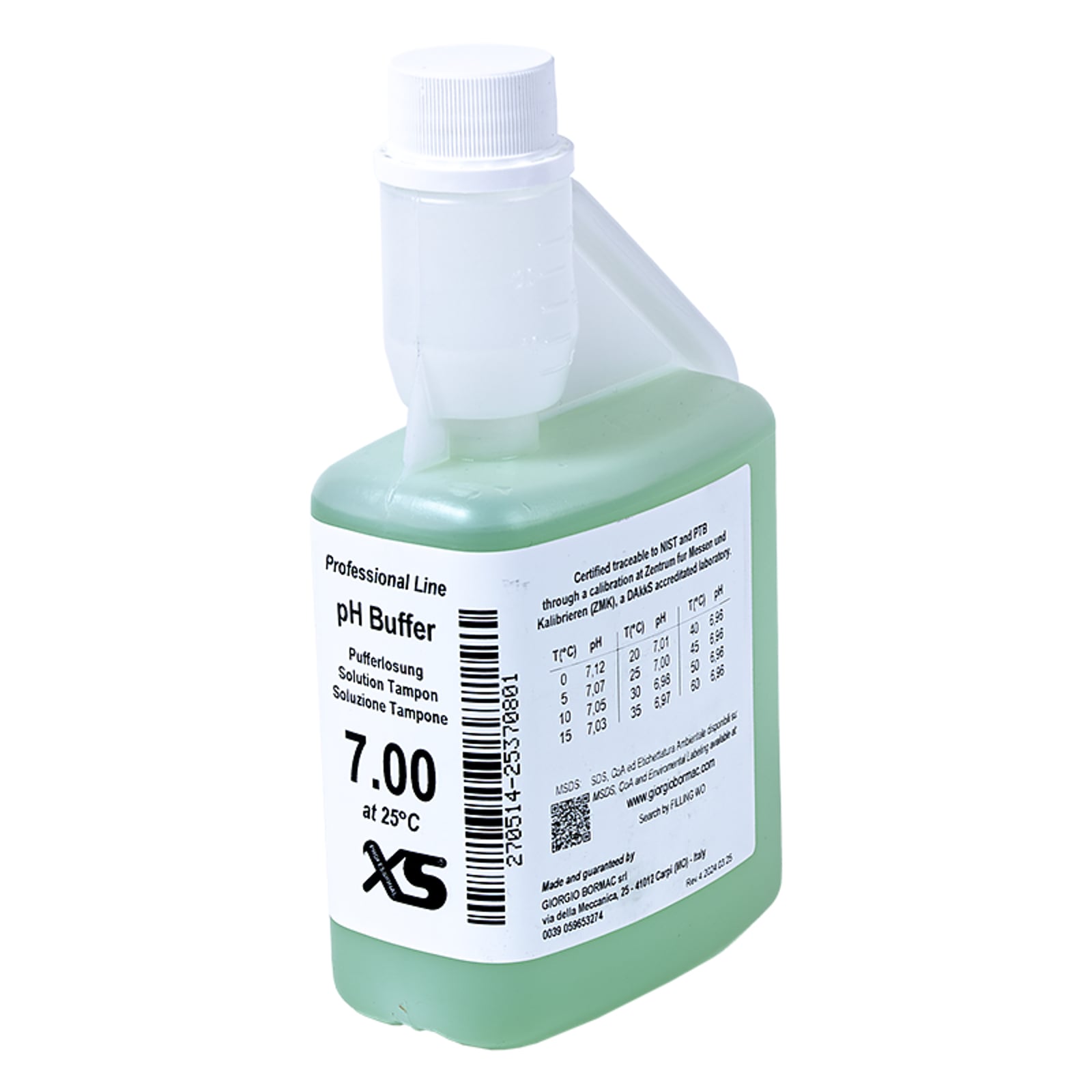 XS Professional pH 7.00 /25°C, 500 ml flacone autocal Sol. di taratura