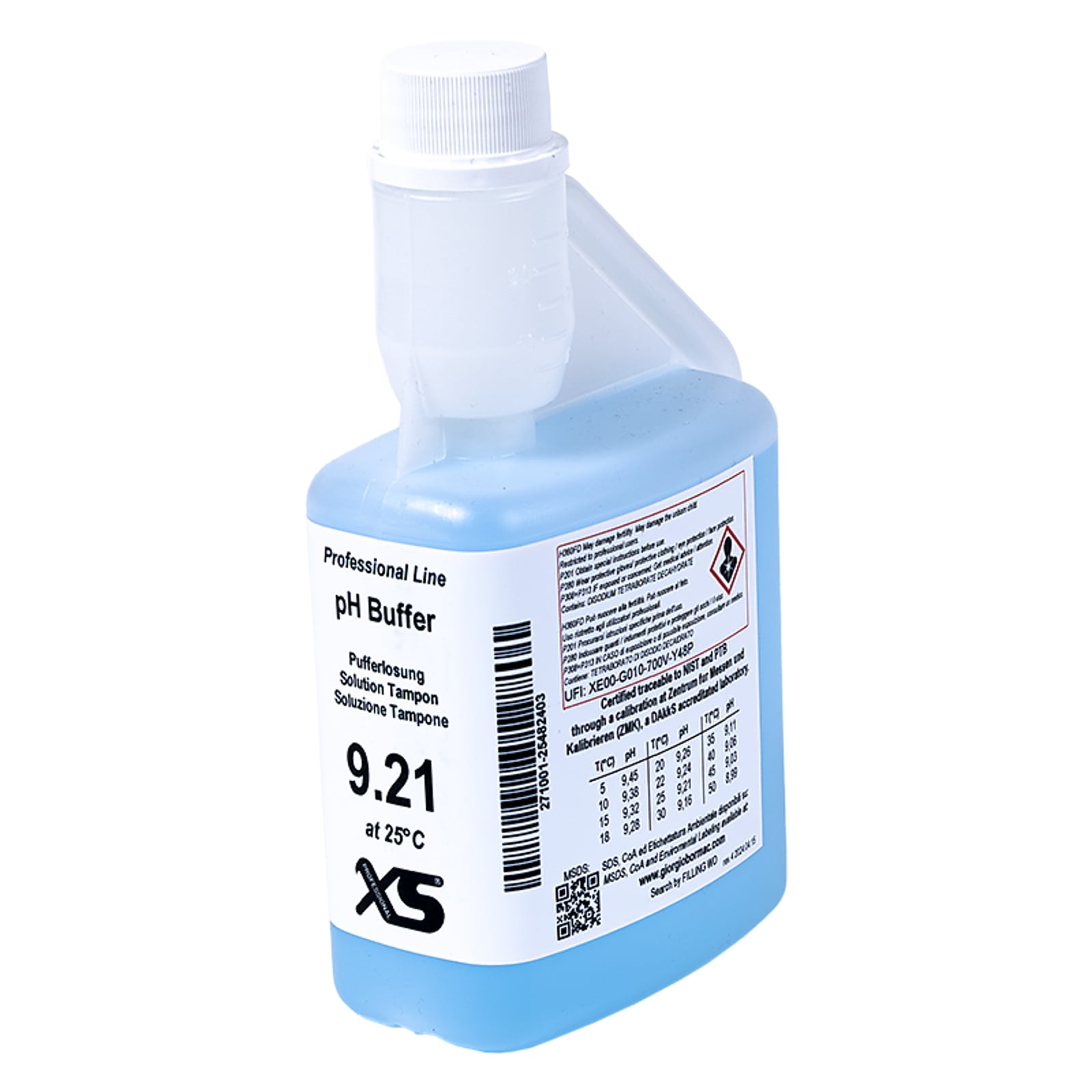 XS Professional pH 9.21 /25°C, 500 ml flacone autocalSoluzione di taratura