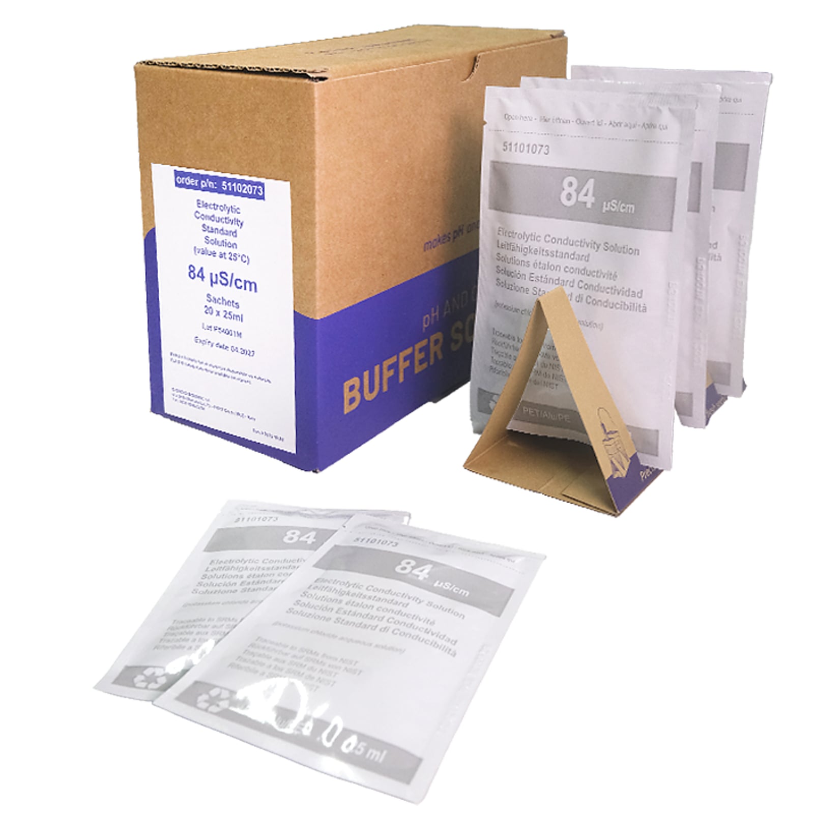 1x20 BUSTINE 25ml EC 84 µS/cm ±1%/25°C, con certificato di analisi