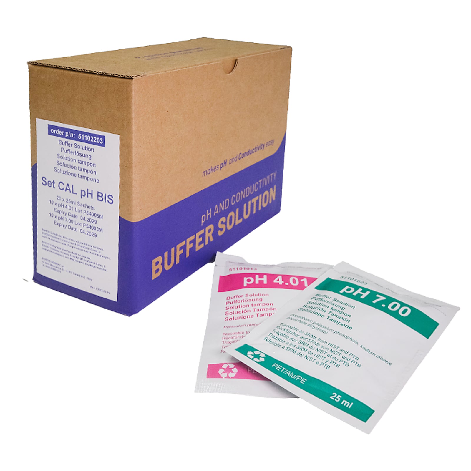 Set CAL pH BIS 1x20 BUSTINE 25ml (10x pH 4.01/7.00)