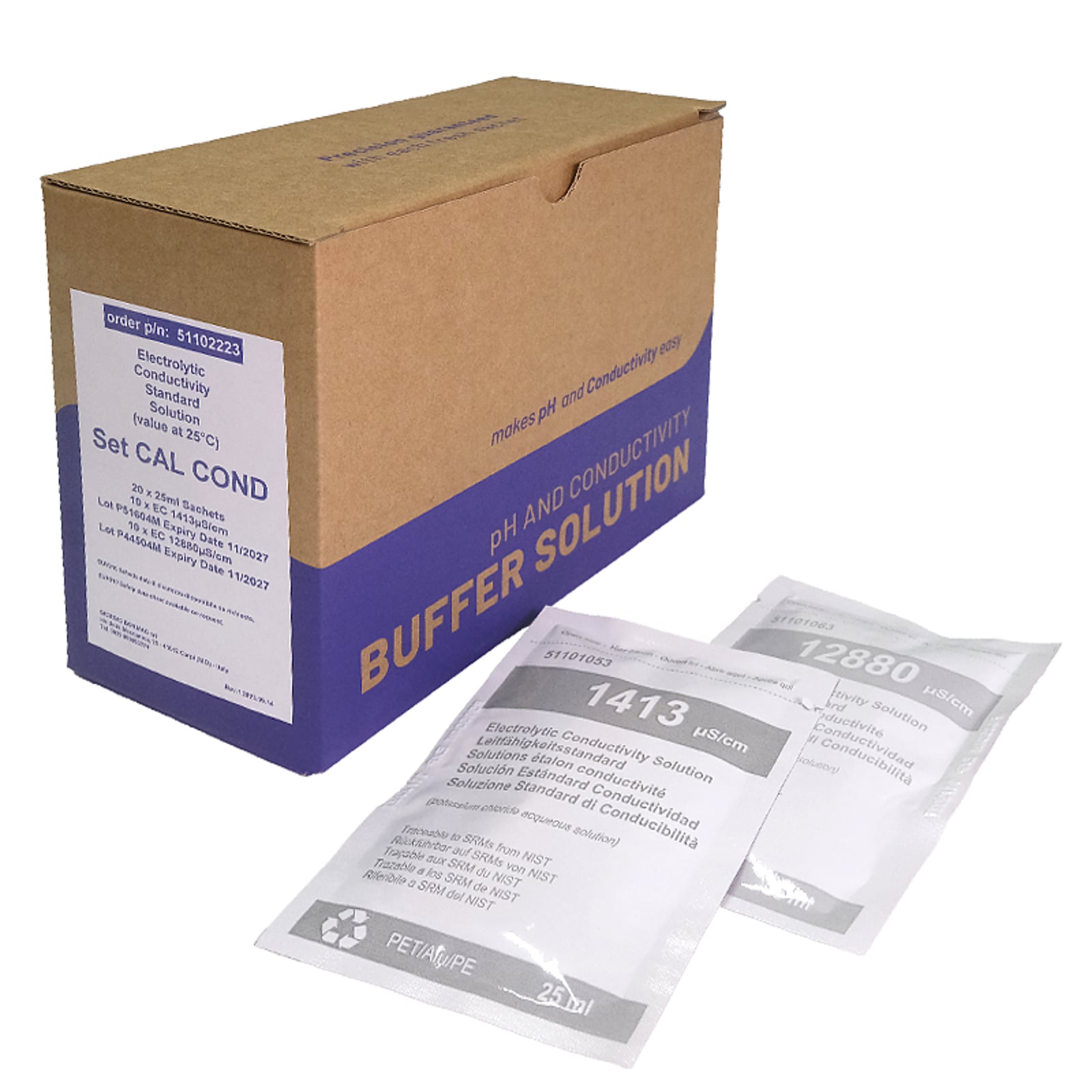 Set CAL COND 1x20 BUSTINE 25ml (10x EC 1413/12880µS/cm)