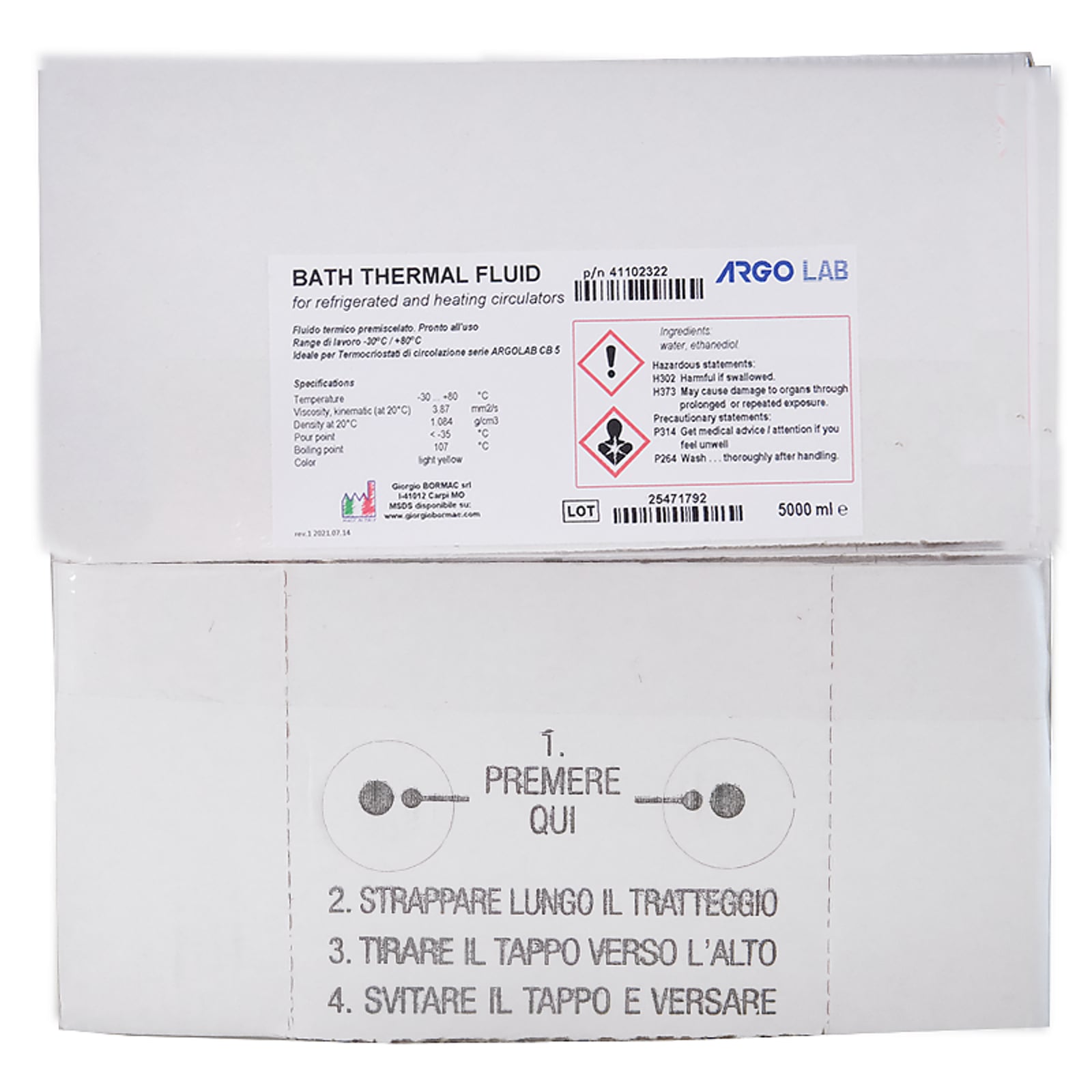 Fluido termico premiscelato pronto all'uso. Fusto da 5 Lt