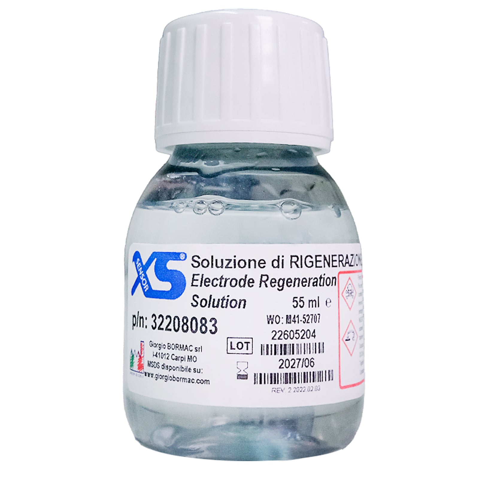 1X55ML XS Soluzione RIGENERAZIONE (con HF)UN2922 LIQUIDO CORROSIVO, TOSSICO N.A.S. (acido cloridrico, acido fluoridrico), 8(6.1), II, (E) / UN2922 CORROSIVE LIQUID, TOXIC N.O.S (hydrochloric acid, hydrofluoric acid), 8 (6.1), II, (E)