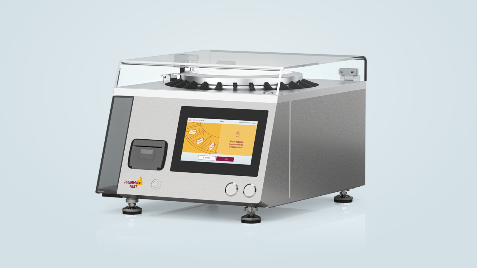 Sistema di test semiautomatico per compresse con bilancia integrata